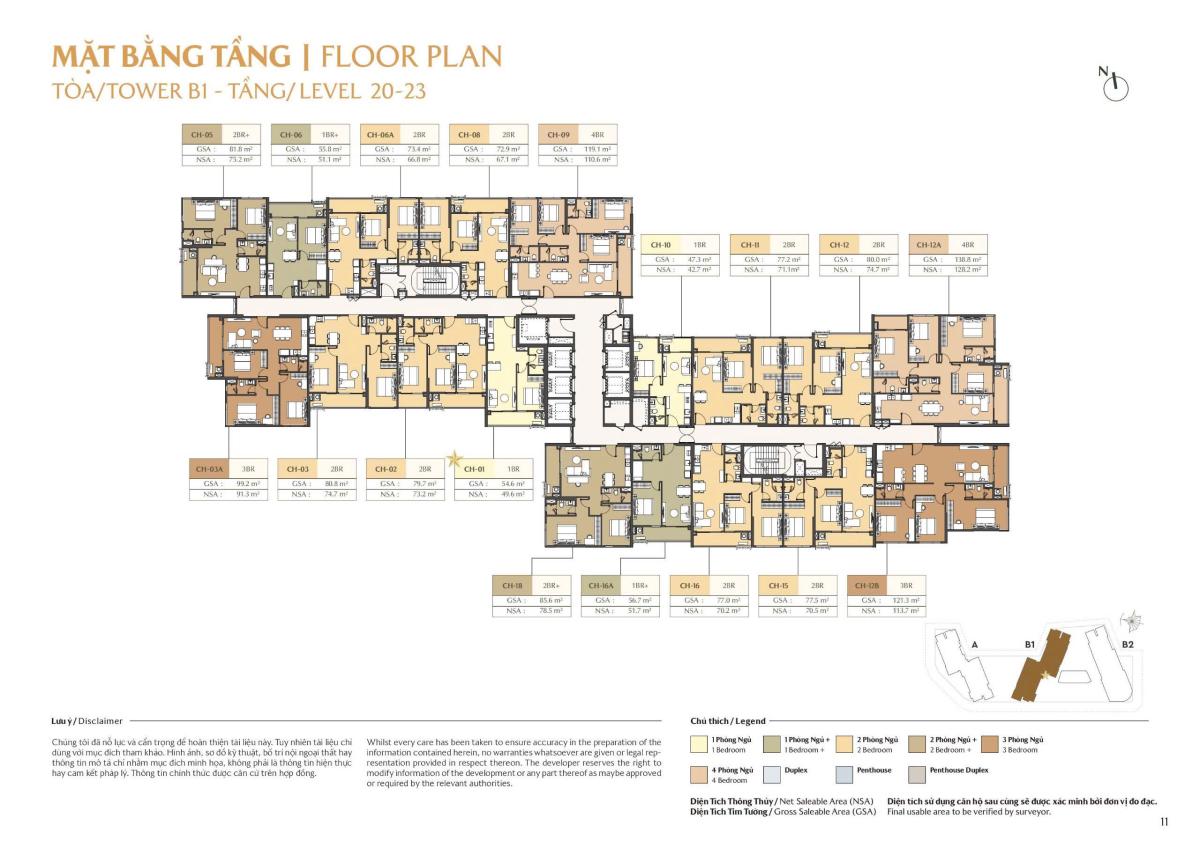 Tòa B1 tầng 20-23
