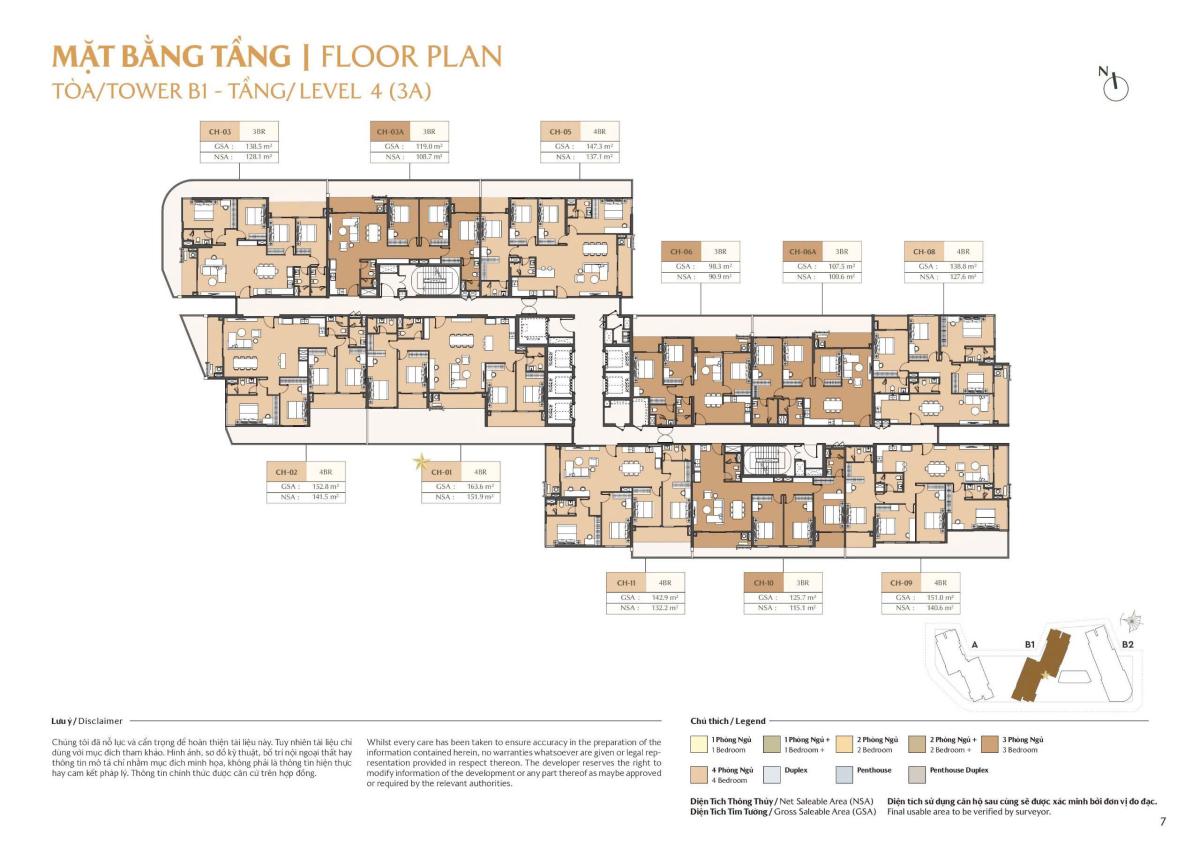 Mặt bằng Tòa B1 tầng 4