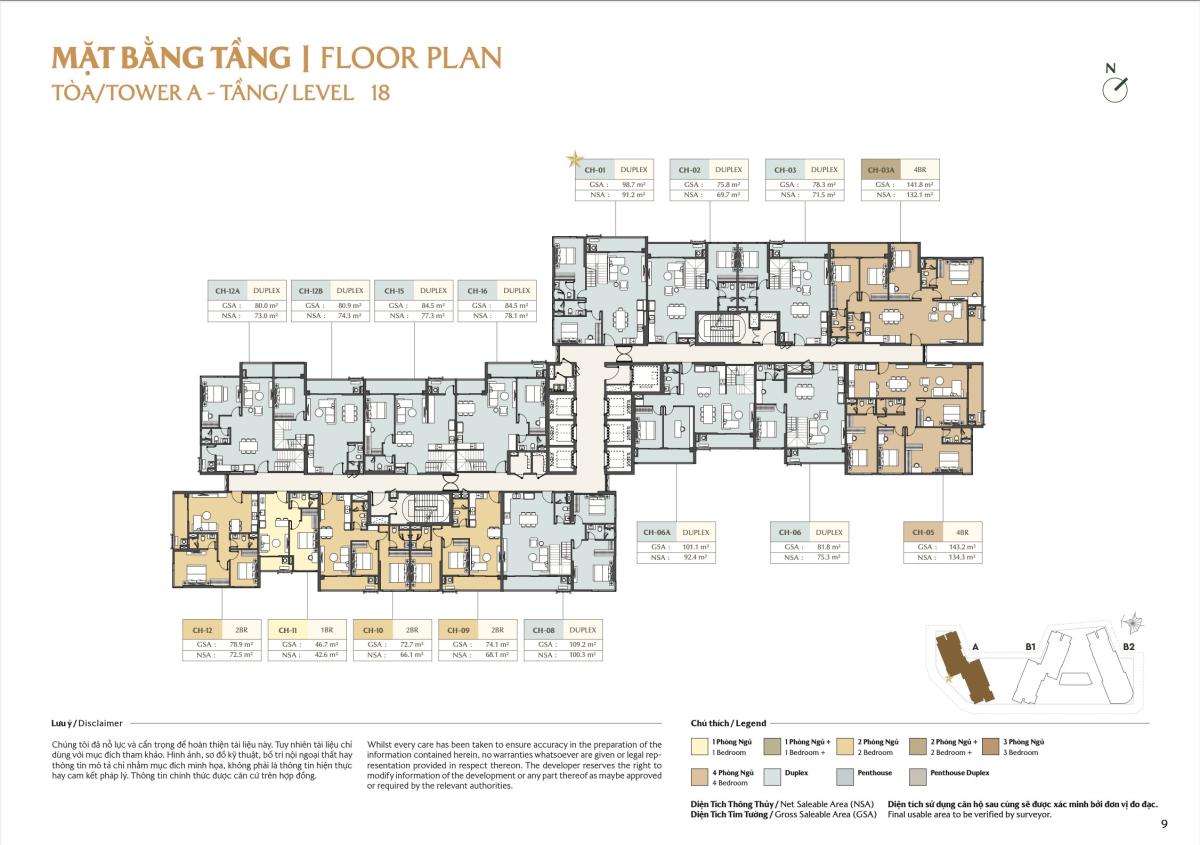 Mặt bằng 4 tầng